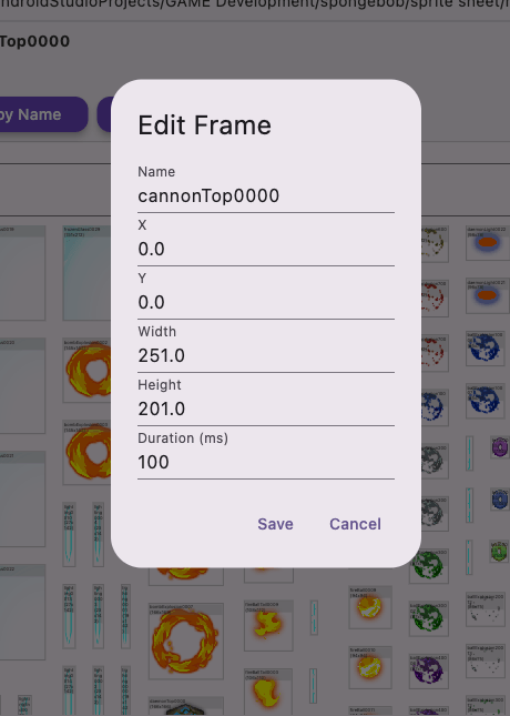 Edit animation frames